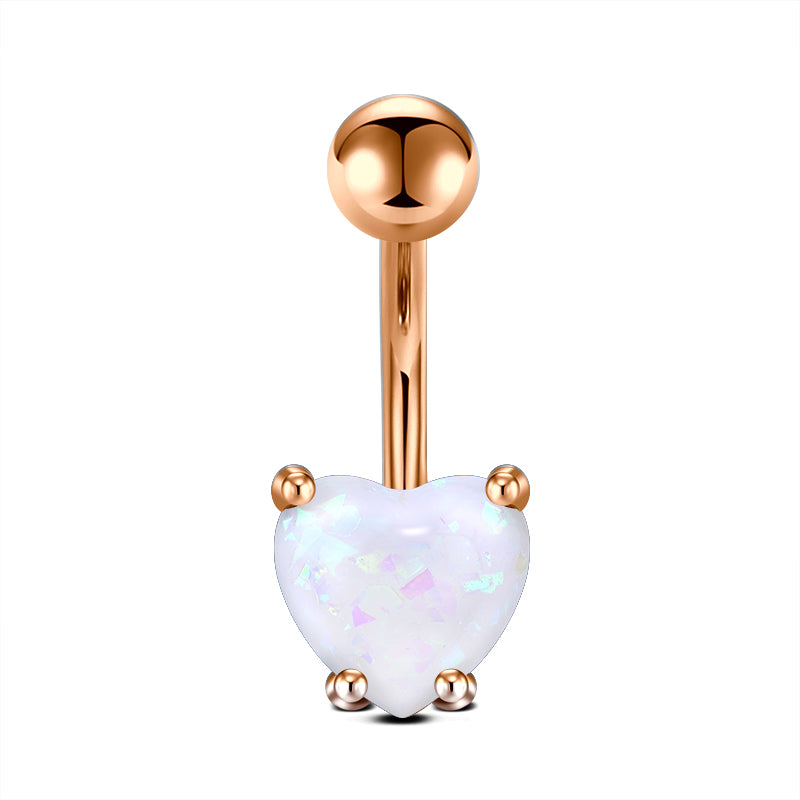 White Heart Opal Belly Navel Ring