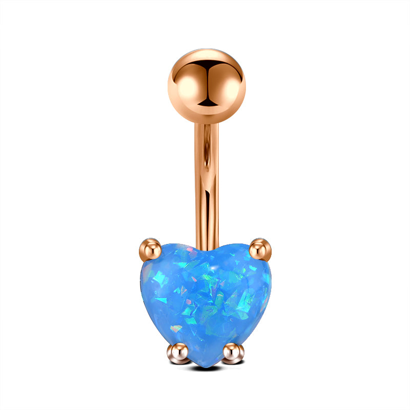 Blue Heart Opal Belly Navel Ring