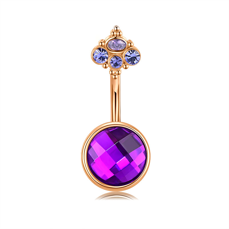 Purple Crystal Belly Button Ring
