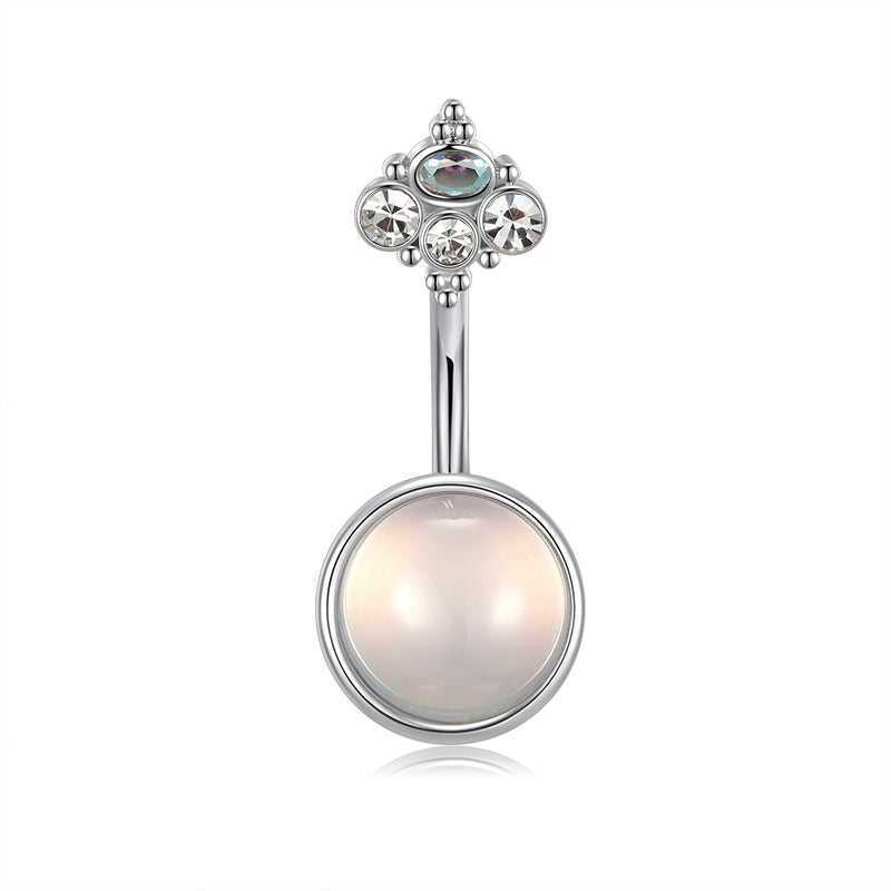 White Crystal Belly Button Ring