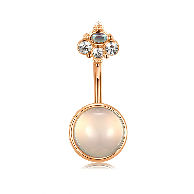 White Crystal Belly Button Ring