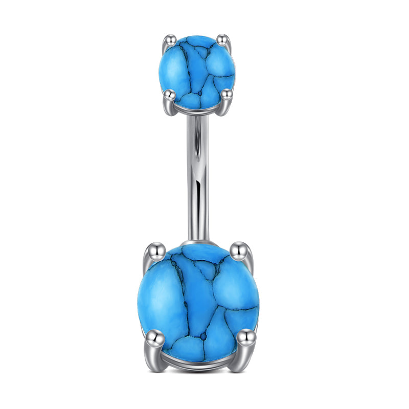 4-Prong Blue Turquoise Navel Ring