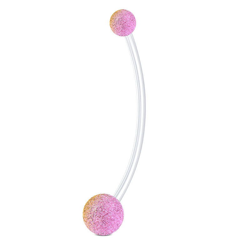 Gold Pink Pregnancy Belly Rings Shinny Ball 38MM Curved