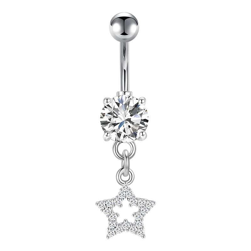 Silver Star Pandent Belly ring