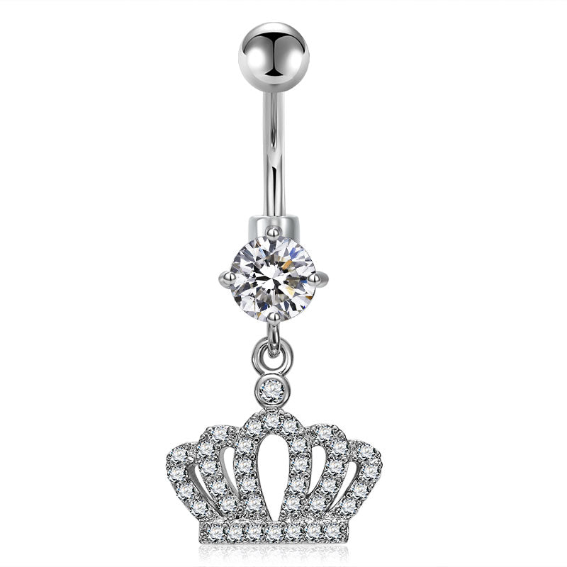 Silver Crown Pandent Belly ring