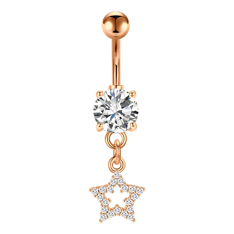 Rose Gold Star Pandent Belly ring