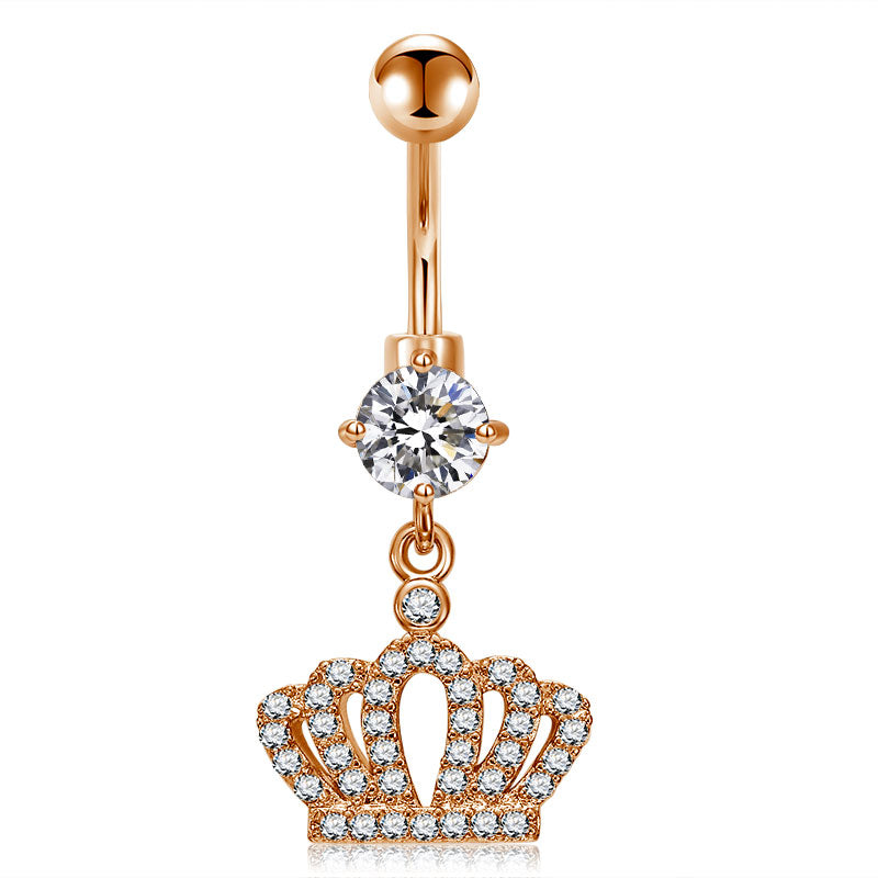 Rose Gold Crown Pandent Belly ring