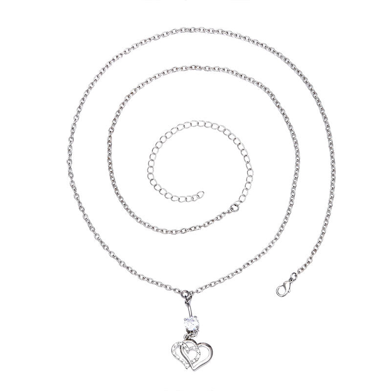 Heart Pendant Belly Ring with Waist Chain
