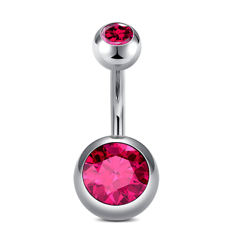 8MM Pink CZ Belly Ring