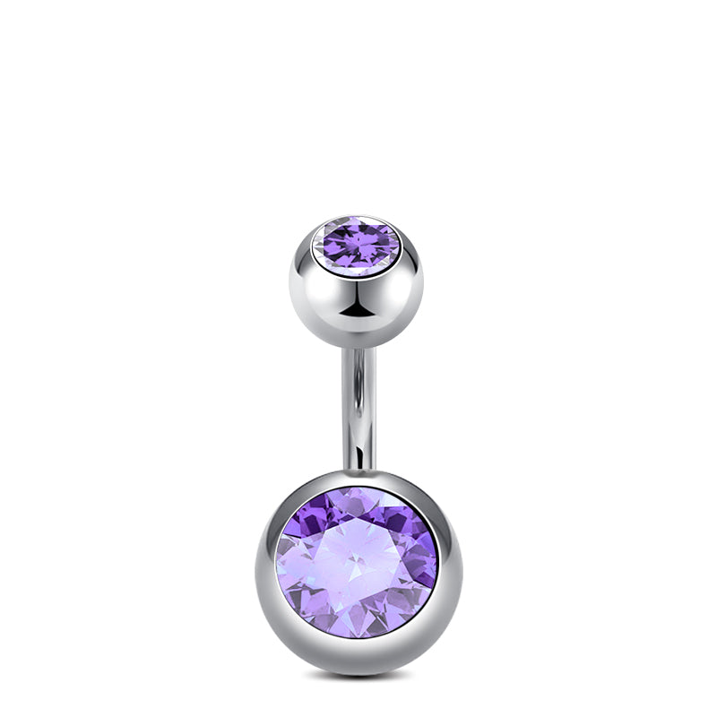 6MM Purple CZ Belly Ring
