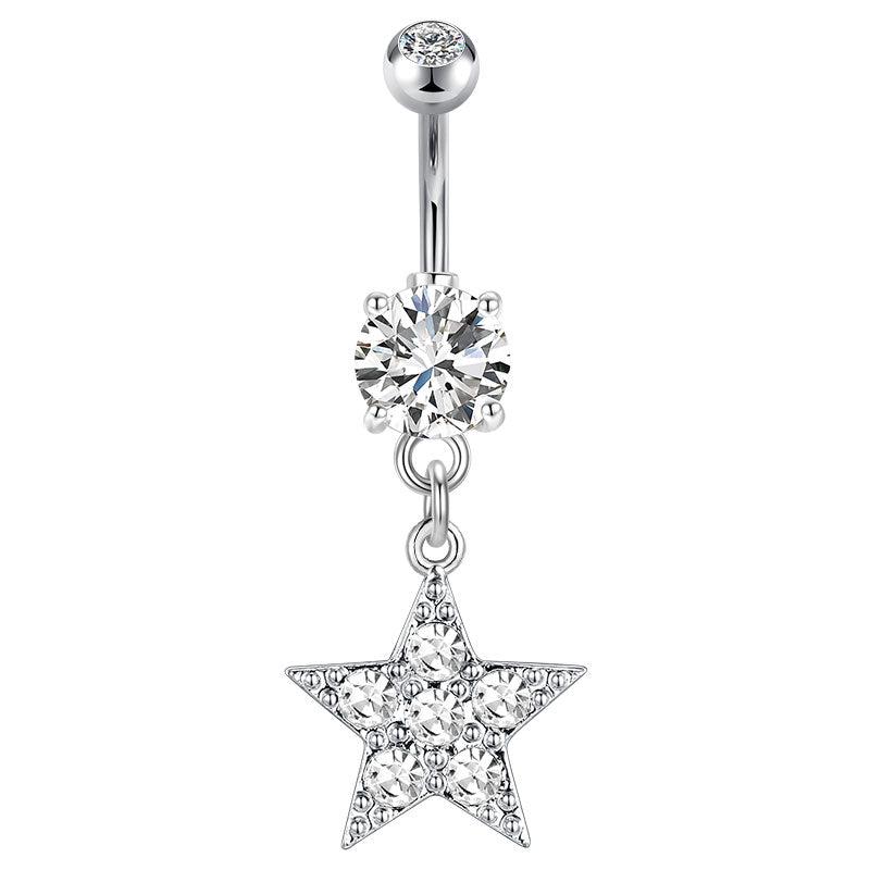CZ Paved Star Belly Rings