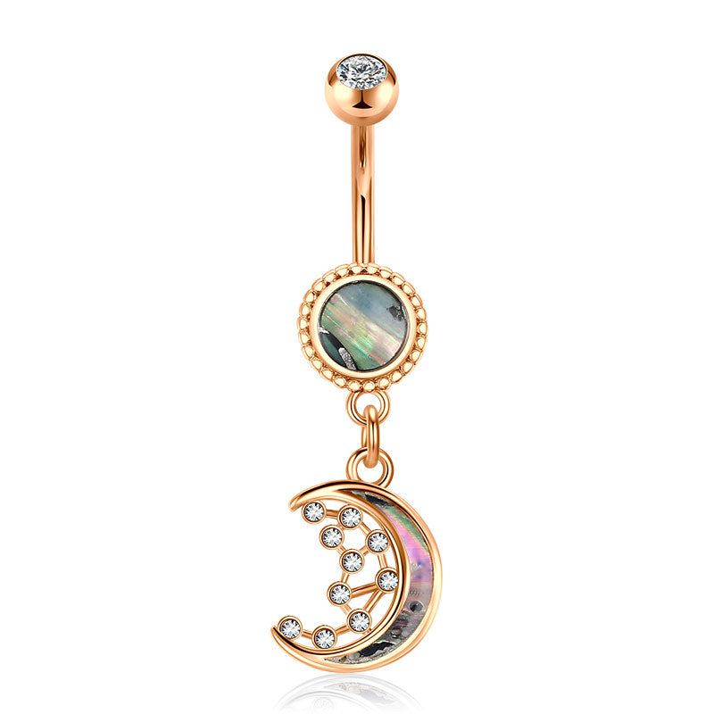 Rose Gold Moon Dangle belly ring