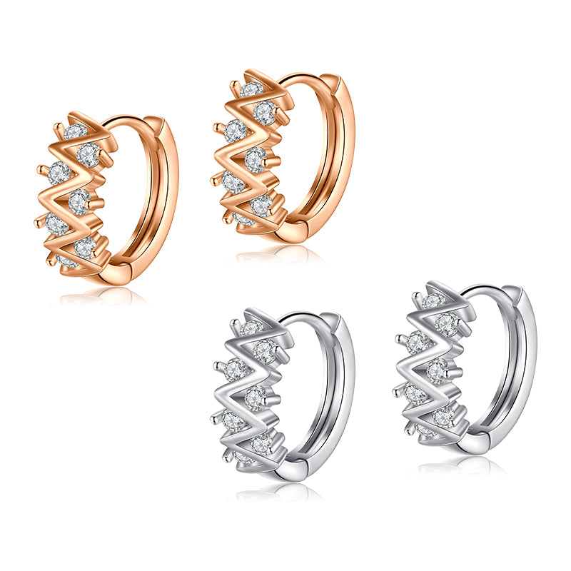 18G Crystal Clicker Hoop Earrings Silver Rosegold