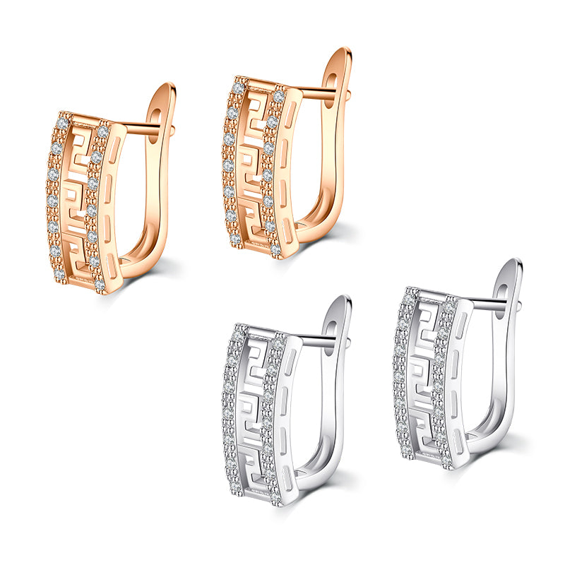 18G Hollow Crystal Hoop Earrings Silver Rosegold