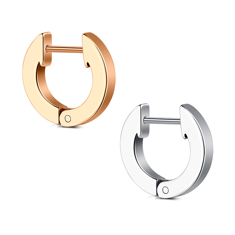 18G Semicircle Men Earrings Hoop Irregular Shape Silver Rosegold