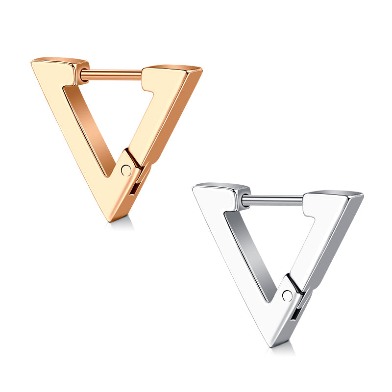 18G Triangle Men Earrings Hoop Irregular Shape Silver Rosegold