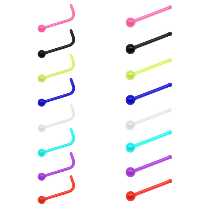 20g Plastic Nose Studs Colorful 10pcs