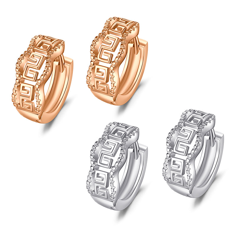18G Hollow Wave Hoop Earrings Silver Rosegold