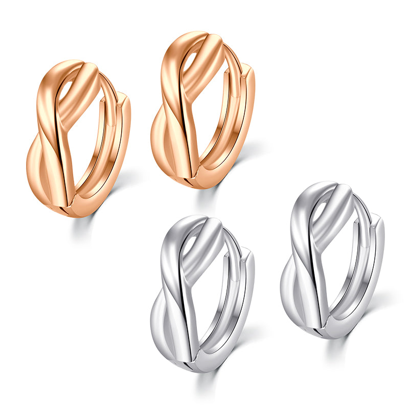 18G Cross Stainless Steel Hoop Earrings Silver Rosegold