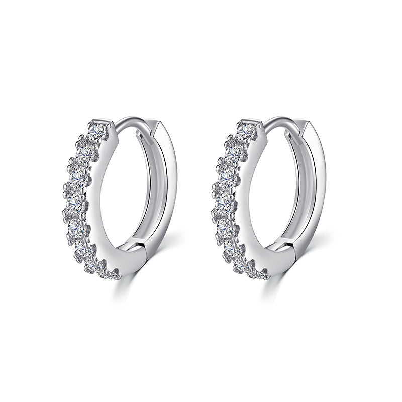 Diamond silver women earrings hoop