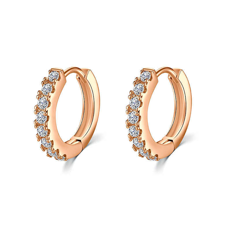 Diamond rose gold women earrings hoop