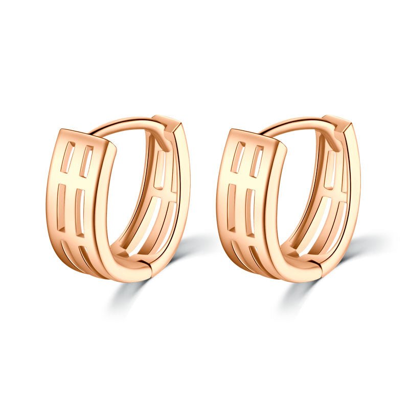 Hollow cross rose gold women hoop earrings