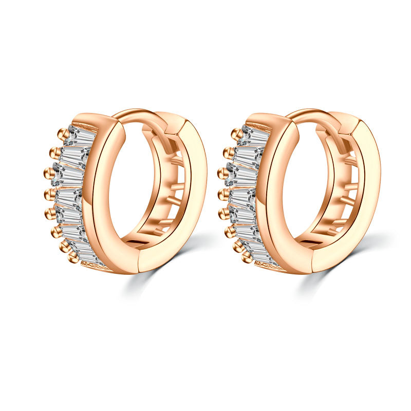 Triangle crystal rose gold women hoop earrings
