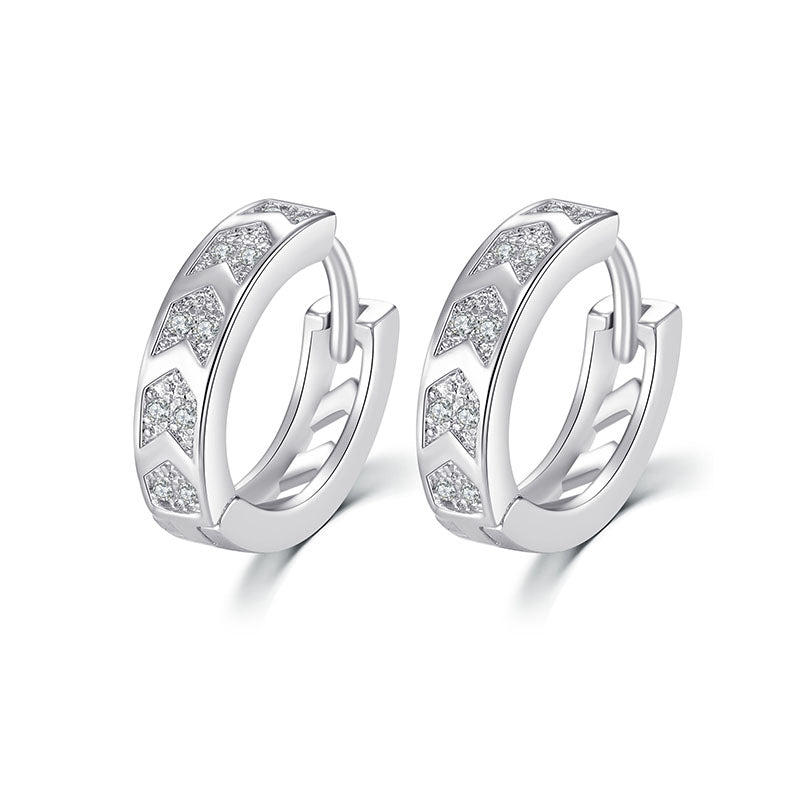 Arrow diamond silver women earrings hoop