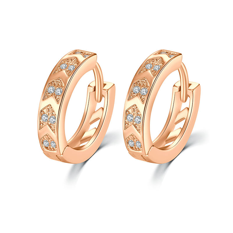 Arrow diamond rose gold women earrings hoop
