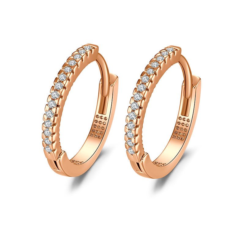 Single row crystal rose gold women hoop earrings