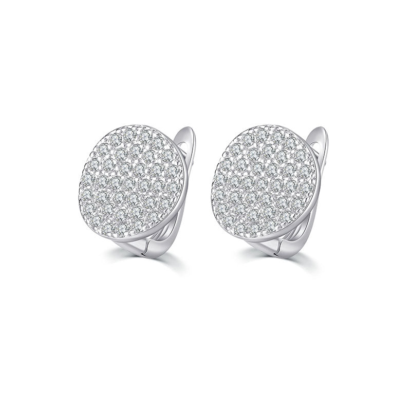 Round diamond silver women earrings hoop