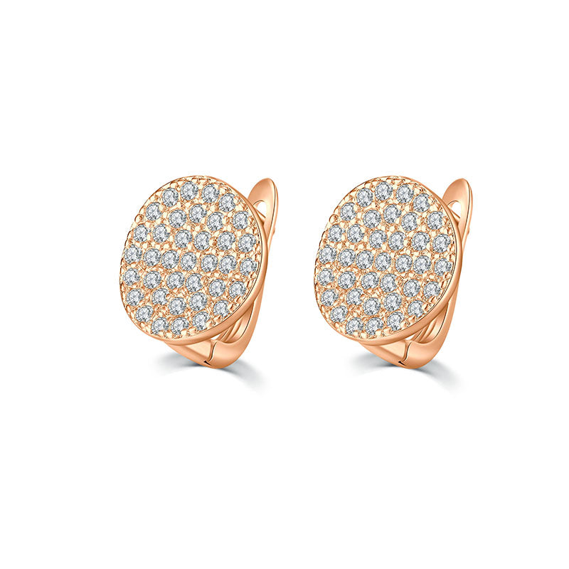 Round diamond rose gold women earrings hoop