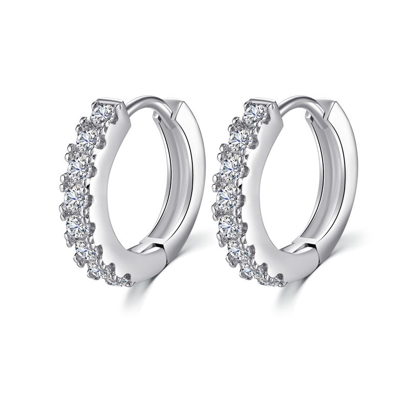 Eight crystal silver women hoop earrings