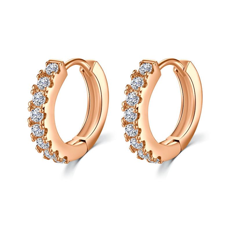 Eight crystal rose gold women hoop earrings