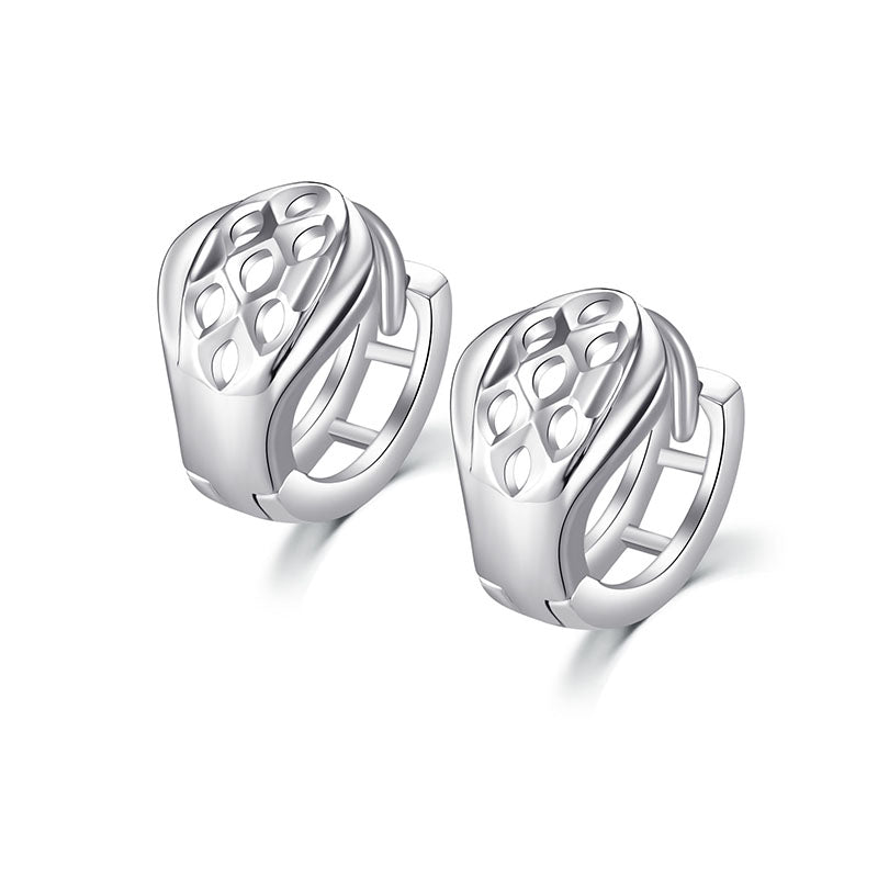 Hollow oval silver women earrings hoop