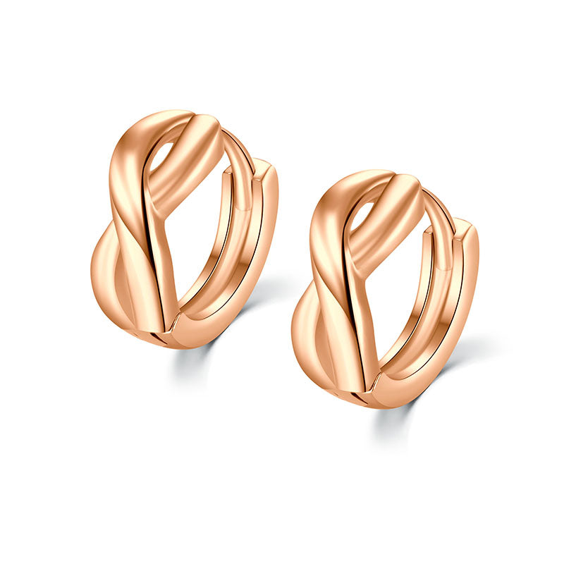 Cross rose gold women earrings hoop