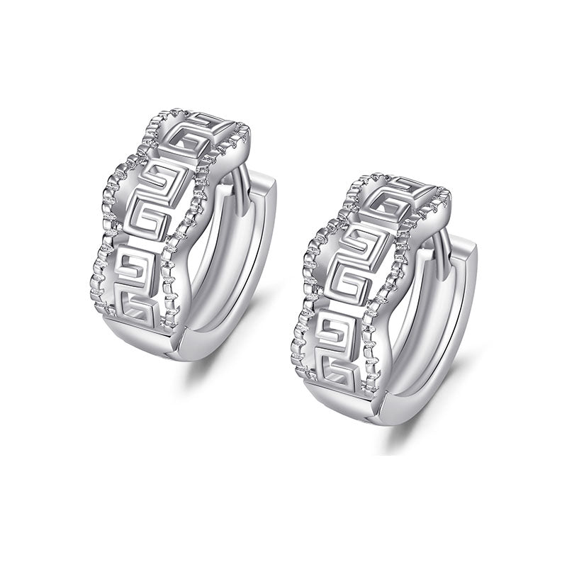Hollow wave silver women earrings hoop