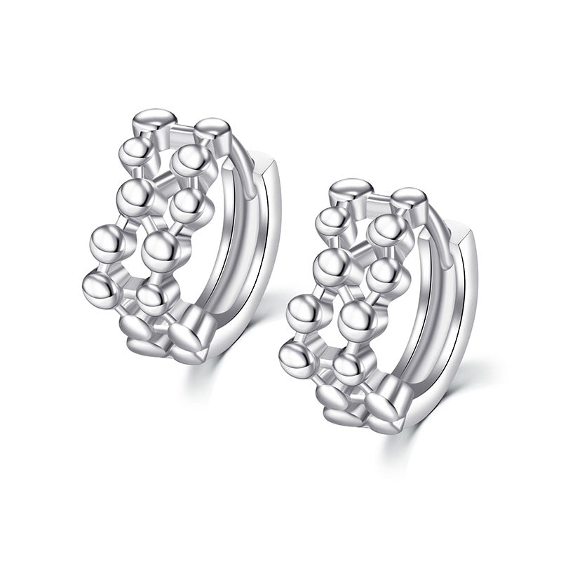 Hollow ball silver women earrings hoop