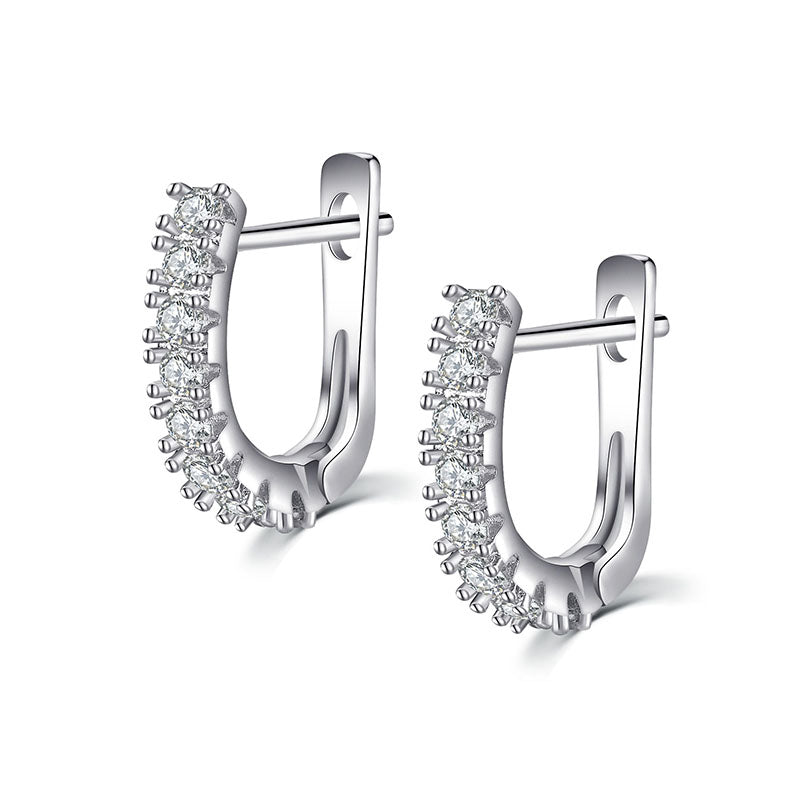 U form silver women earrings hoop