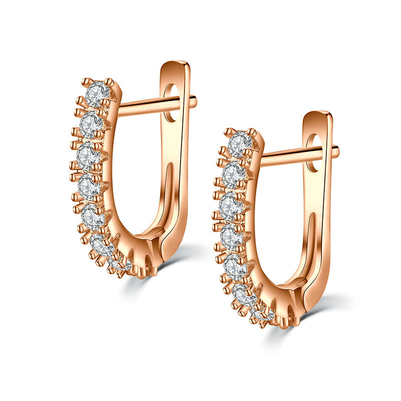 U form rose gold women earrings hoop