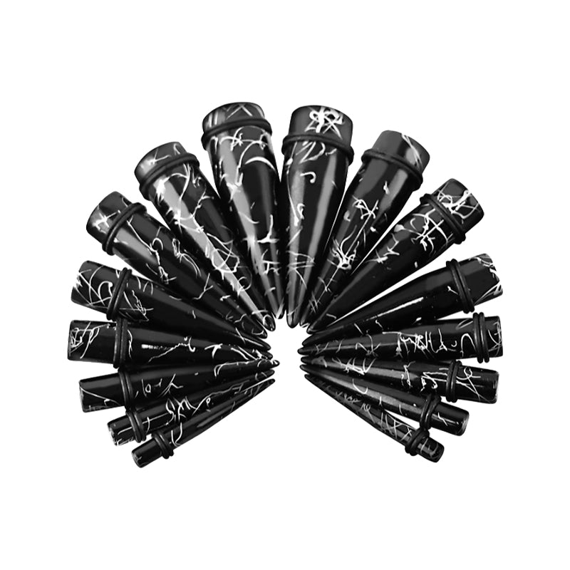 16pcs acrylic black drawing ear taper stretcher kit