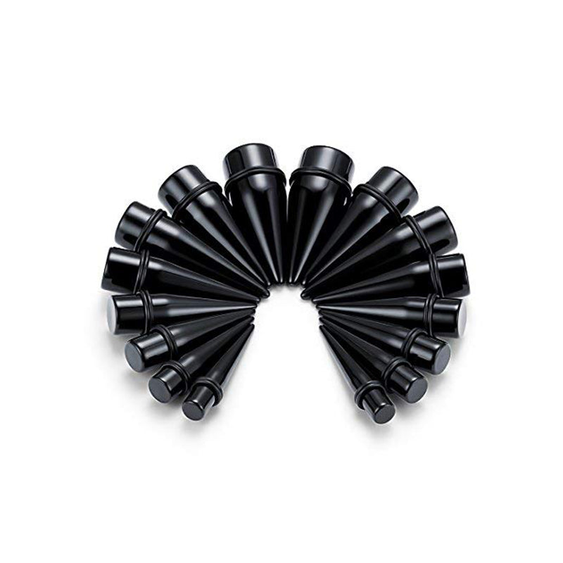16pcs acrylic black ear taper stretcher kit