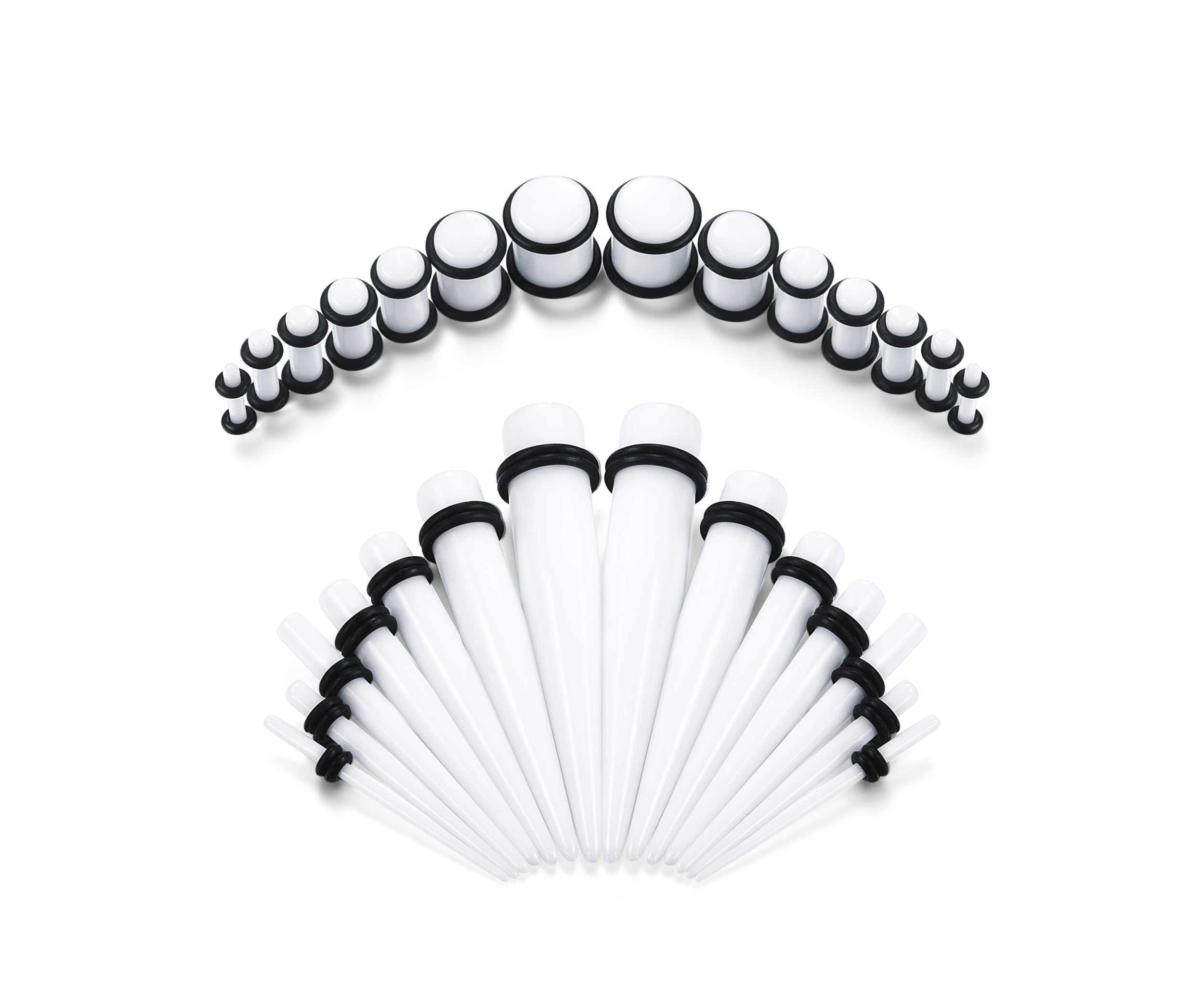 28pcs acrylic white ear plug and taper