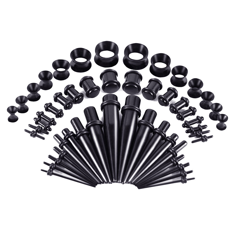 50pcs acrylic black ear plug and taper