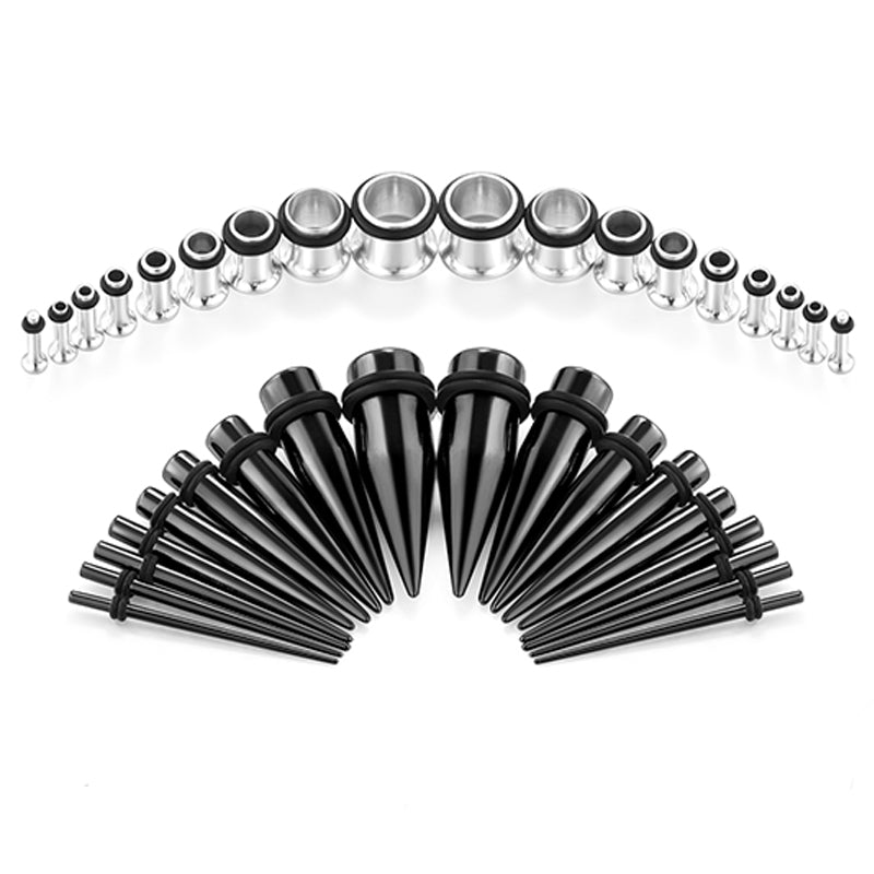 36pcs acrylic black ear plug and taper