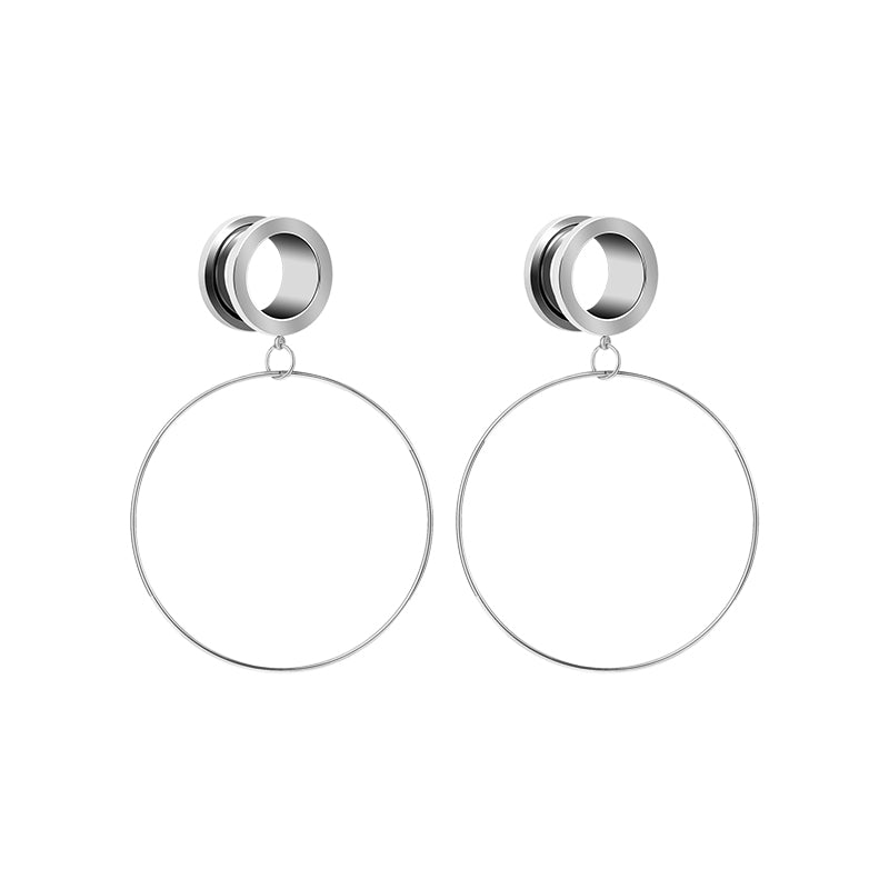 4mm silver o-ring dangle ear tunnel plug