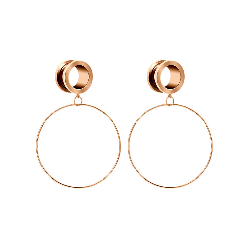 4mm rosegold o-ring dangle ear tunnel plug