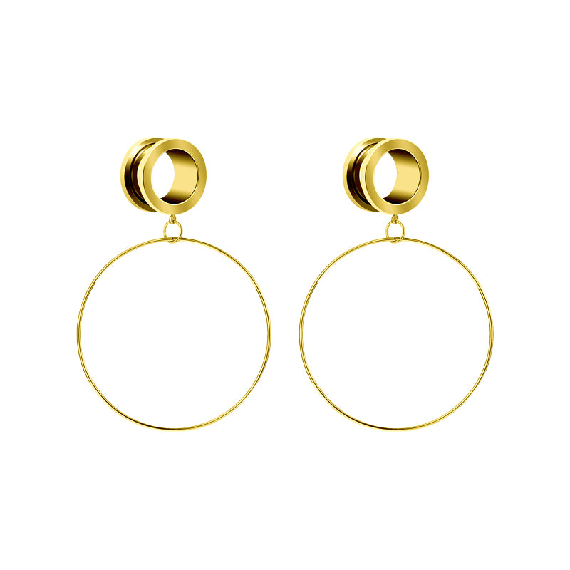 4mm gold o-ring dangle ear tunnel plug