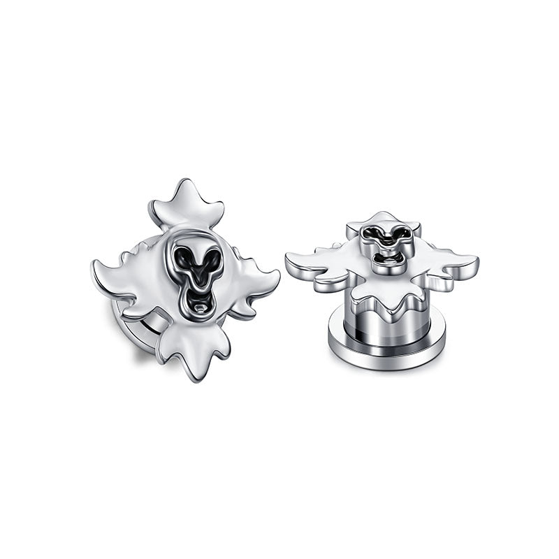 5mm silver skull alien ear tunnel plug