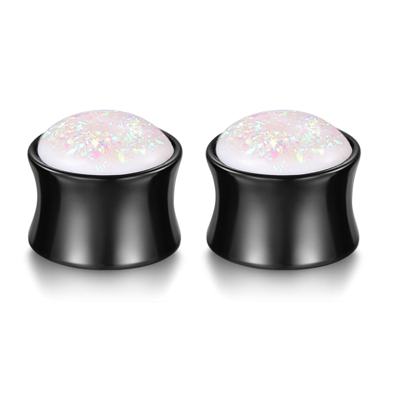 6mm white acylic ear tunnel plug opal